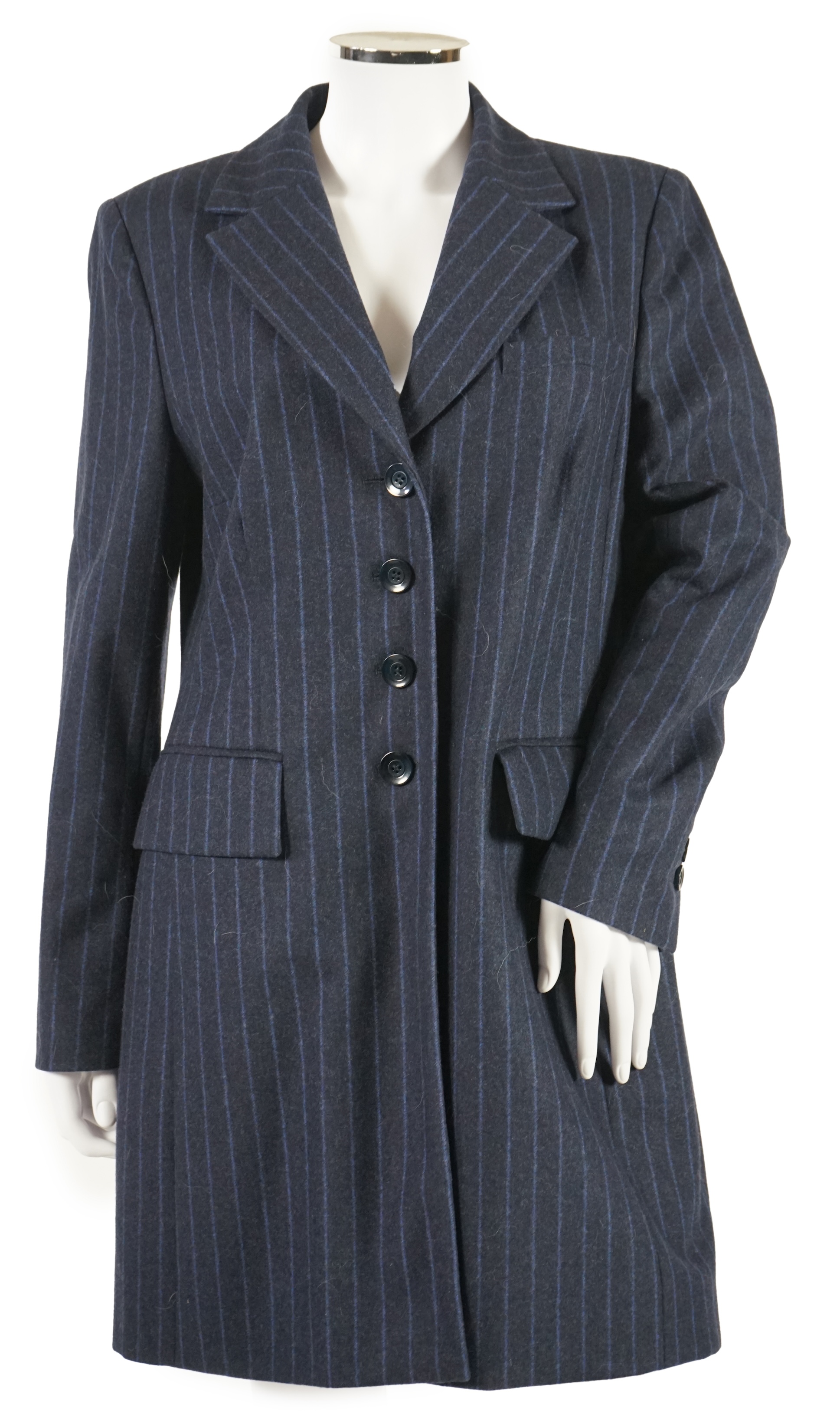 An Elegance lady's trench coat, a velvet jacket and a wool blazer. Approx sizes 14 - 16 Proceeds to Happy Paws Puppy Rescue